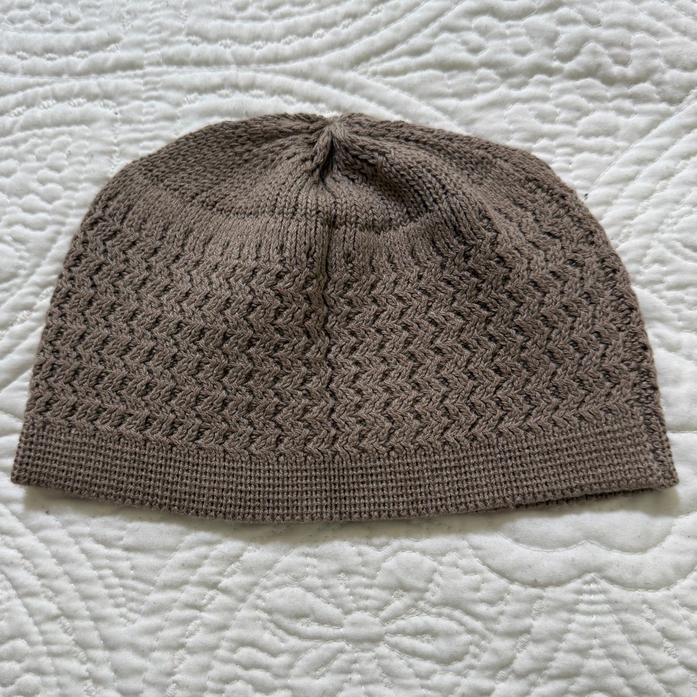 Candid Signature Apparel Skull Cap Women OS Beige Zigzag Knit Kufi Beanie Hat